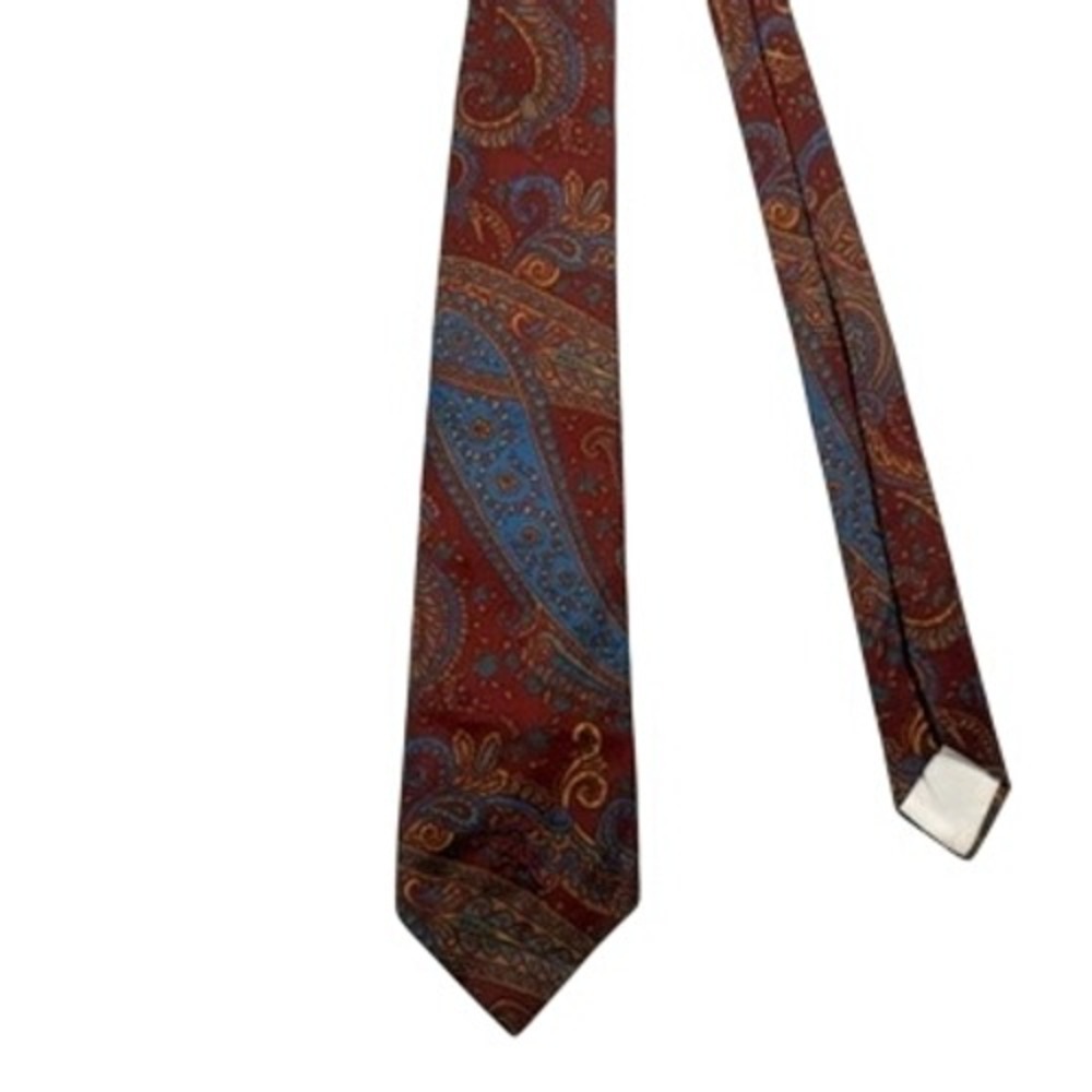Countess Mara Paisley Silk Necktie OS Men Red Blue Intricate Pattern
